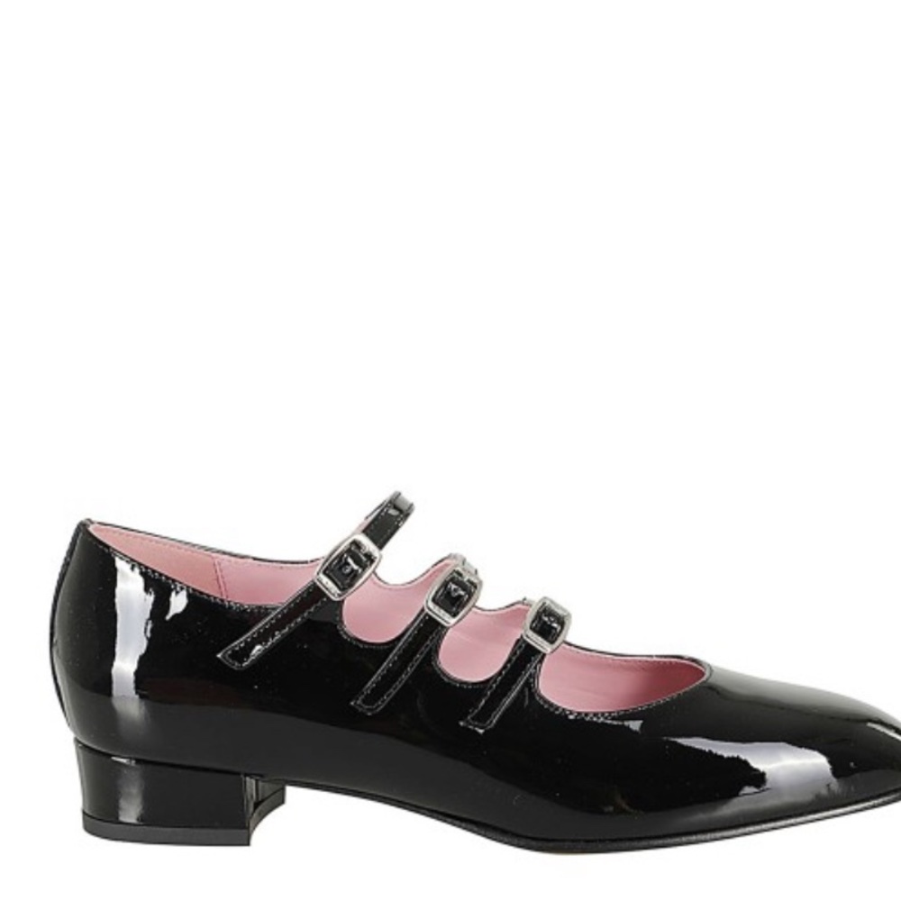 Elegant Triple Strap Black Patent Leather Flats